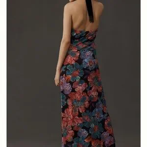 halter mini slip dress Halter Mini Dress with Open Back Lace Trim